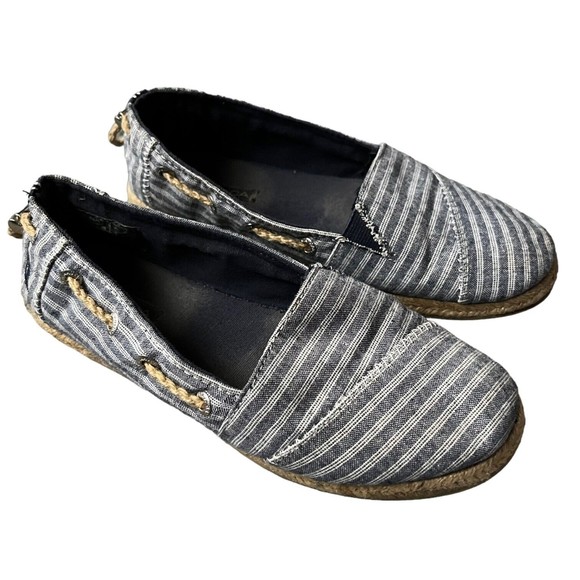 Nautica Rudder Blue Striped Canvas Slip-On Espadrille Flats Women's Size 6 Shoes - Picture 3 of 9
